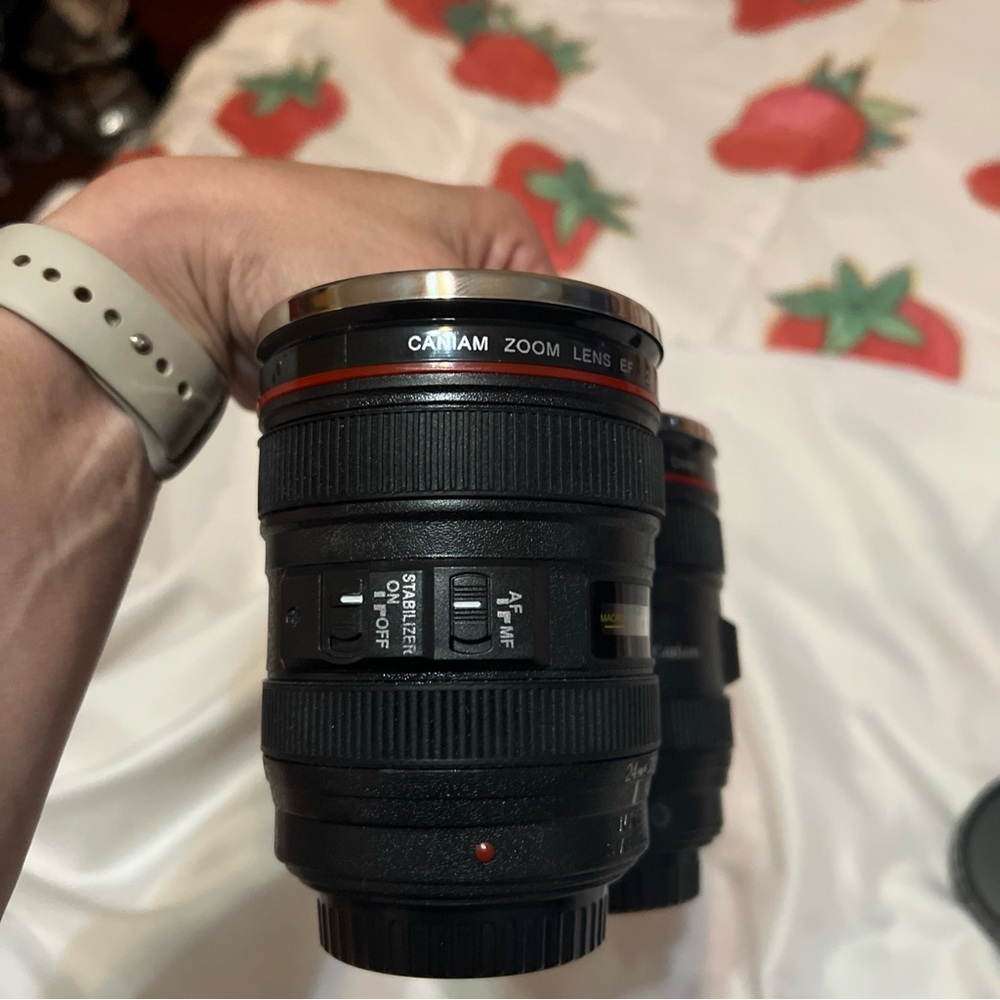 Black Camera Lense Tumblers with Lids, set of 2 - Picture 9 of 9